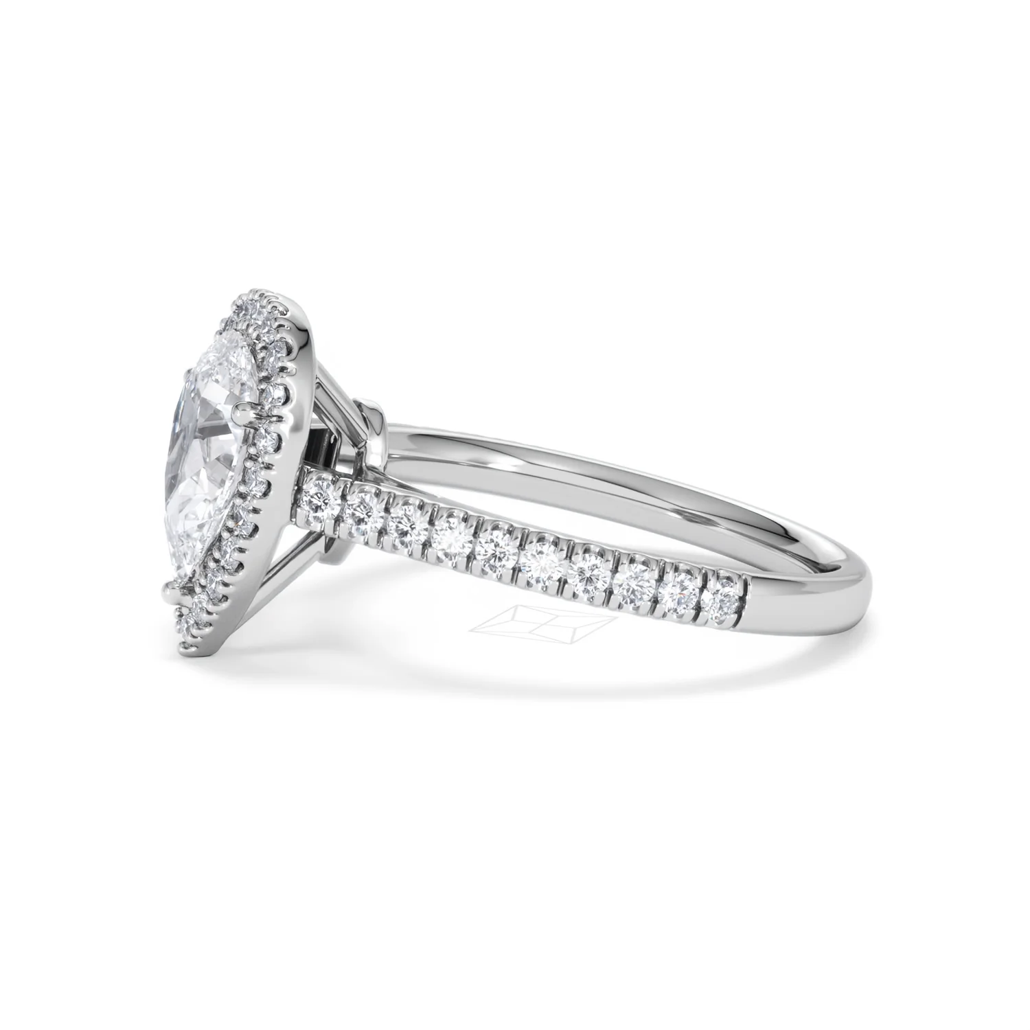 Diana Lab Diamond Pear Halo Engagement Ring 18KW Gold 1.60ct F/VS1 - Image 75