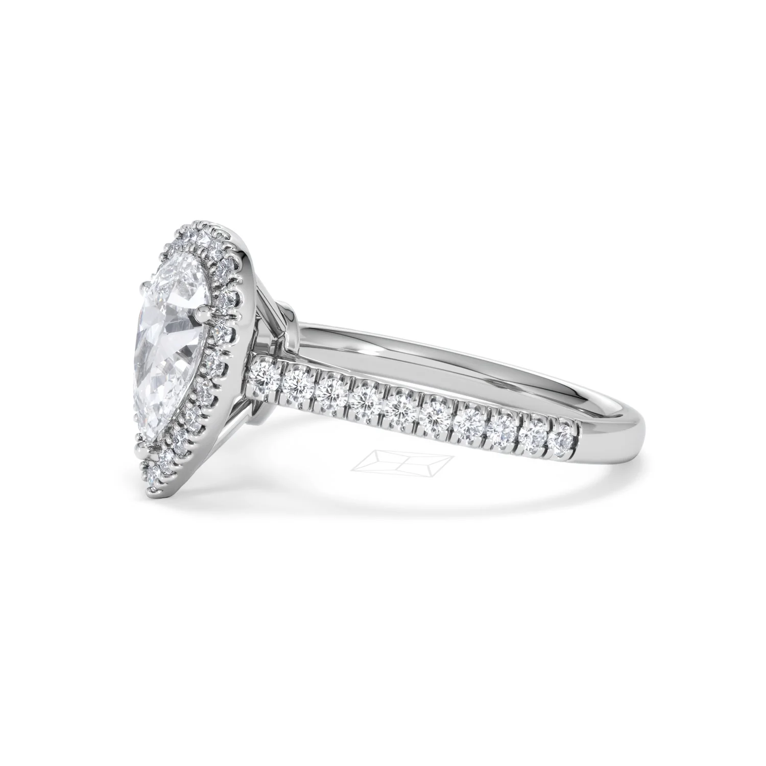 Diana Lab Diamond Pear Halo Engagement Ring 18KW Gold 1.60ct F/VS1 - Image 77