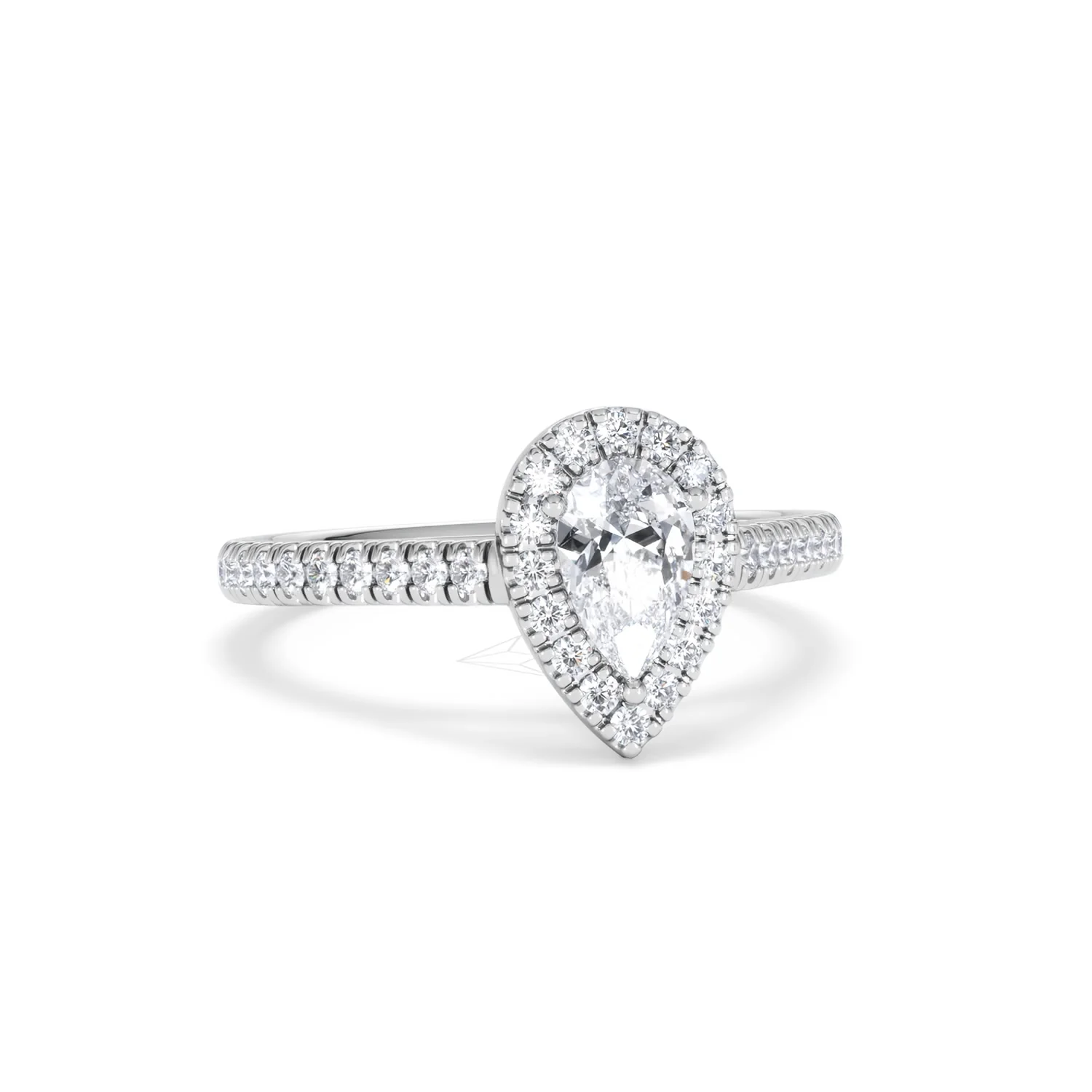 Diana Lab Diamond Pear Halo Engagement Ring 18KW Gold 1ct F/VS1 - Image 12