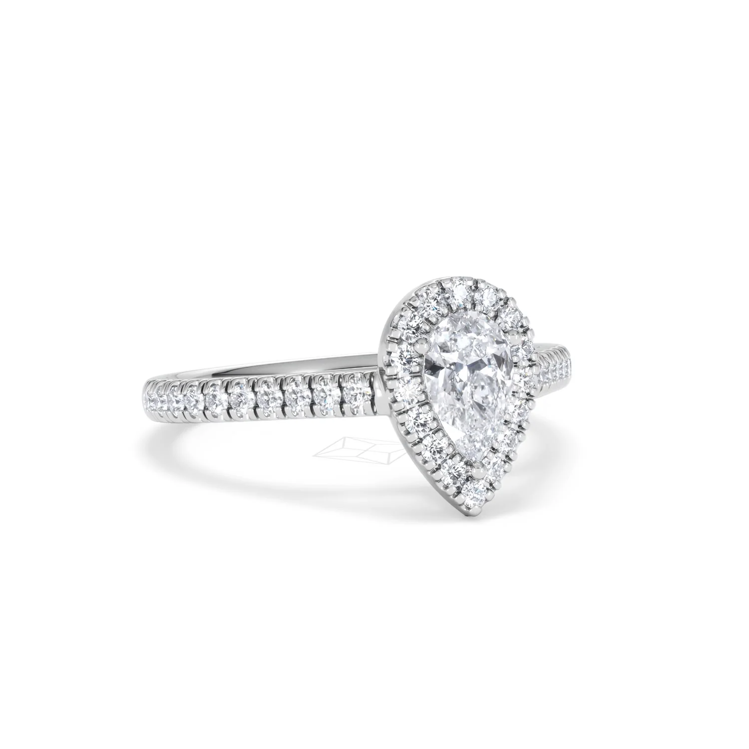 Diana Lab Diamond Pear Halo Engagement Ring 18KW Gold 1ct F/VS1 - Image 14