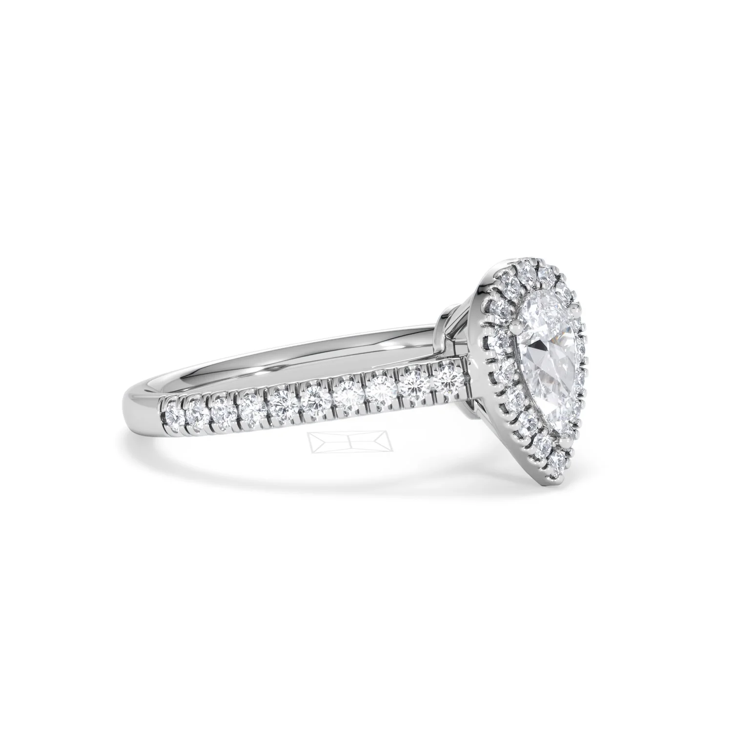 Diana Lab Diamond Pear Halo Engagement Ring 18KW Gold 1ct F/VS1 - Image 20