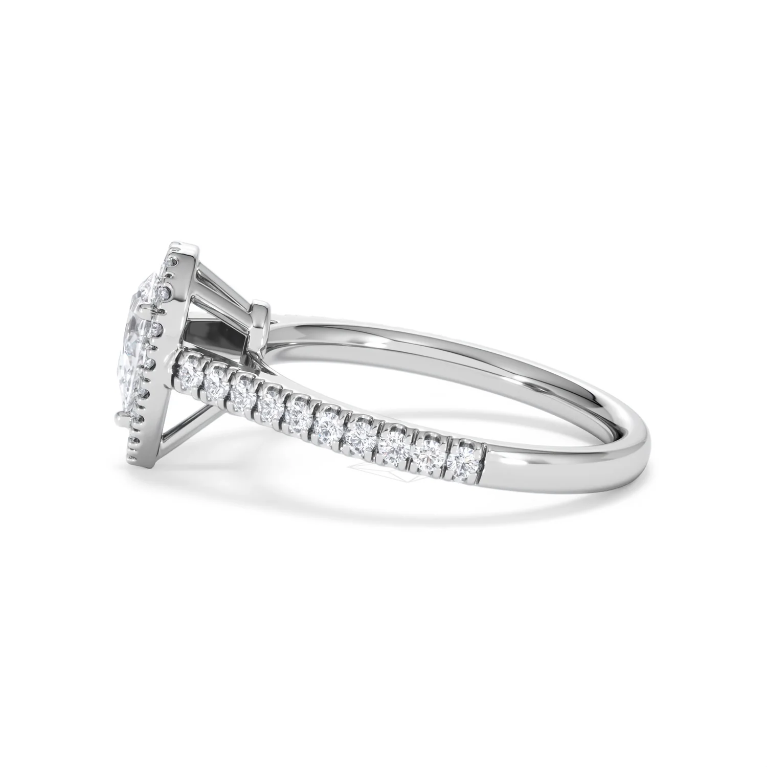 Diana Lab Diamond Pear Halo Engagement Ring 18KW Gold 1ct F/VS1 - Image 69