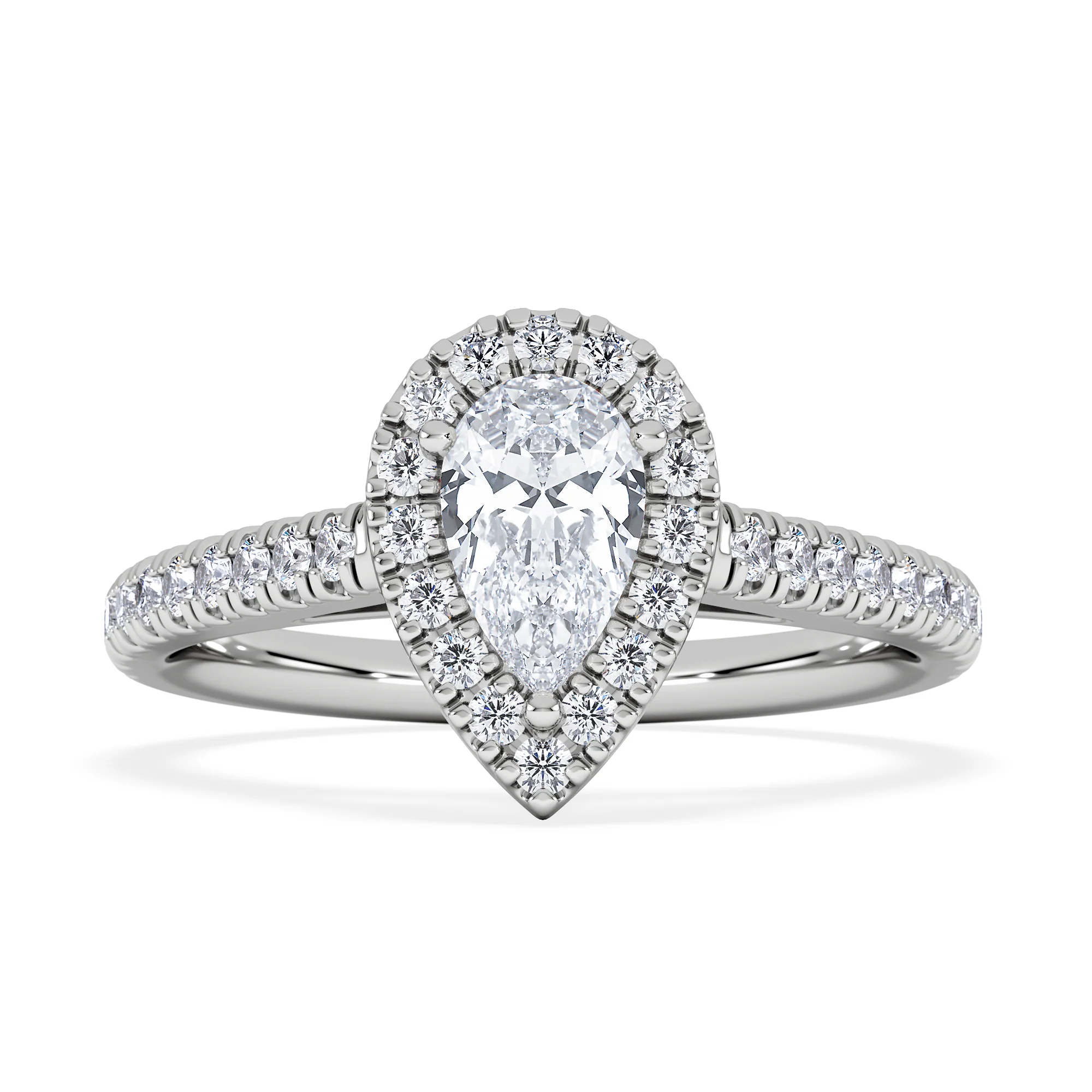 Diana Lab Diamond Pear Halo Engagement Ring 18KW Gold 1ct F/VS1 - Image 7