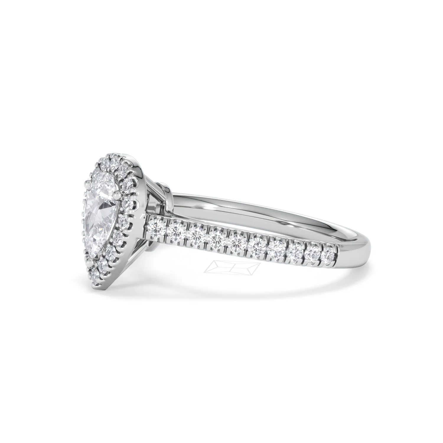 Diana Lab Diamond Pear Halo Engagement Ring 18KW Gold 1ct F/VS1 - Image 76