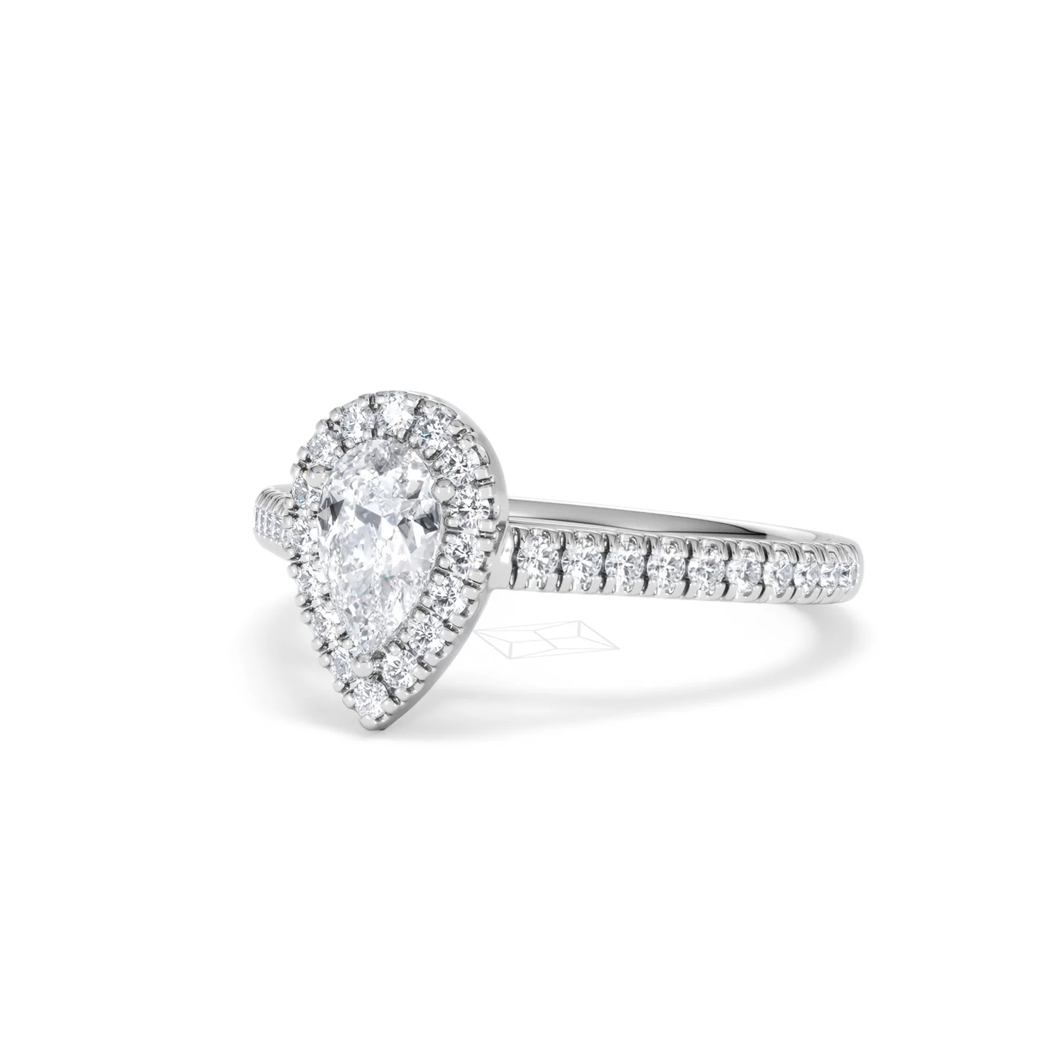 Diana Lab Diamond Pear Halo Engagement Ring 18KW Gold 1ct F/VS1 - Image 83