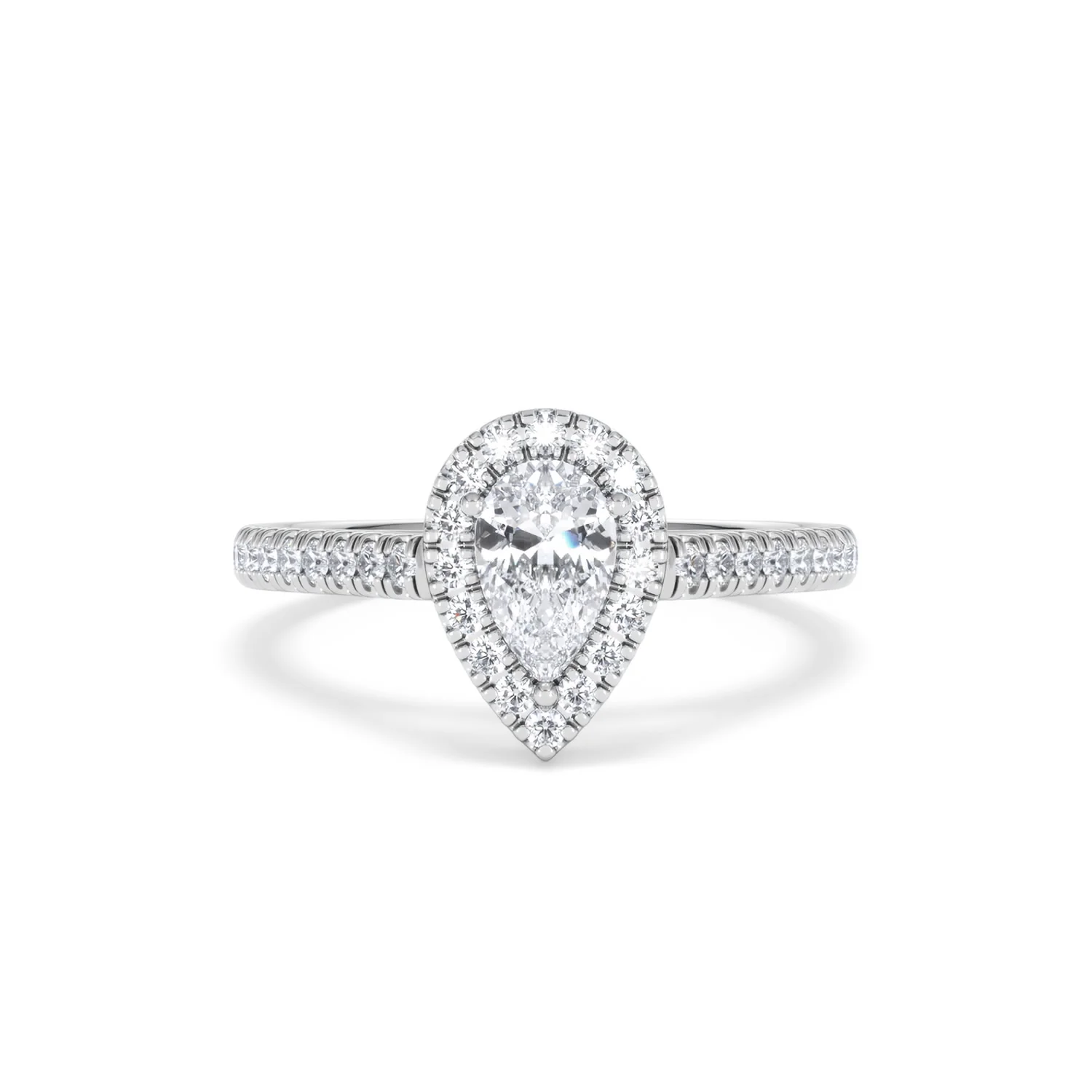 Diana Lab Diamond Pear Halo Engagement Ring 18KW Gold 1ct F/VS1 - Image 9