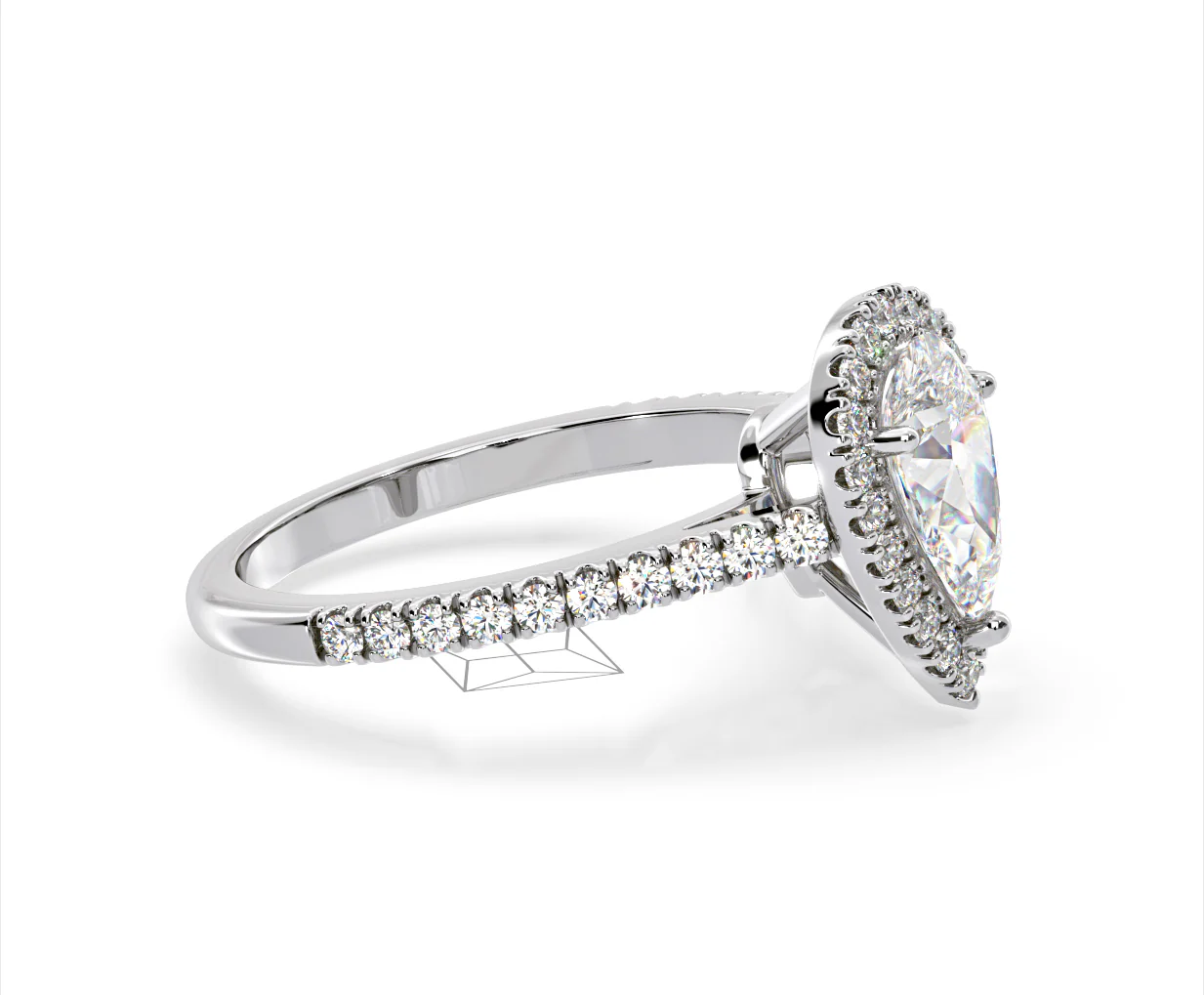 Diana Lab Diamond Pear Halo Engagement Ring 18KW Gold 2.10ct F/VS1 - Image 152