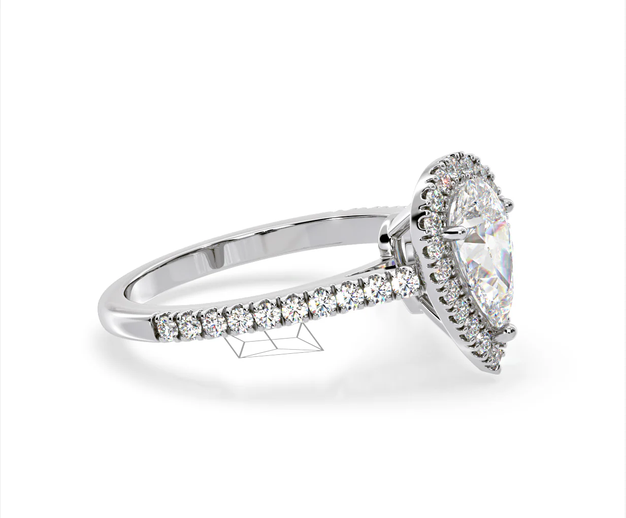 Diana Lab Diamond Pear Halo Engagement Ring 18KW Gold 2.10ct F/VS1 - Image 153
