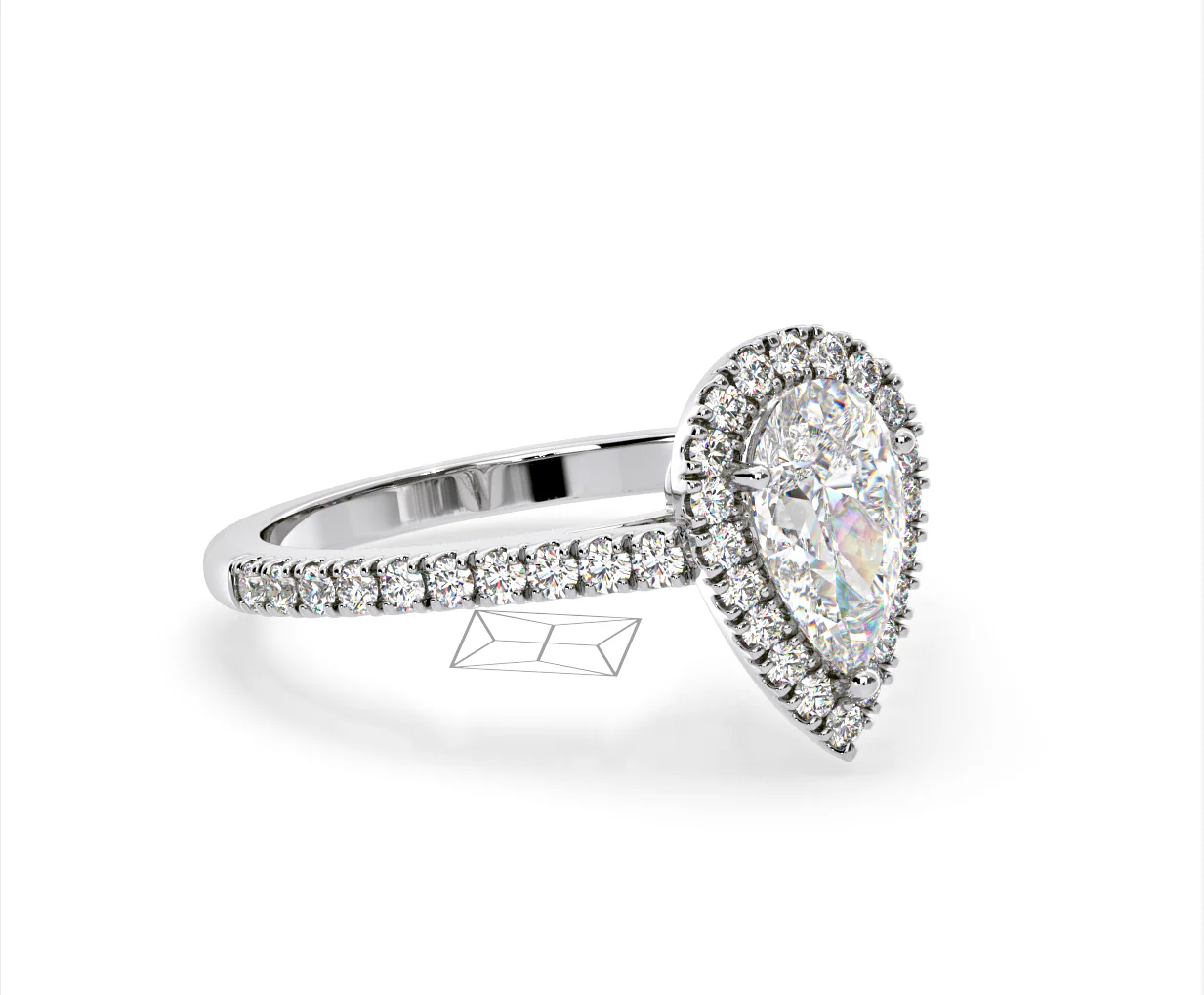 Diana Lab Diamond Pear Halo Engagement Ring 18KW Gold 2.10ct F/VS1 - Image 158