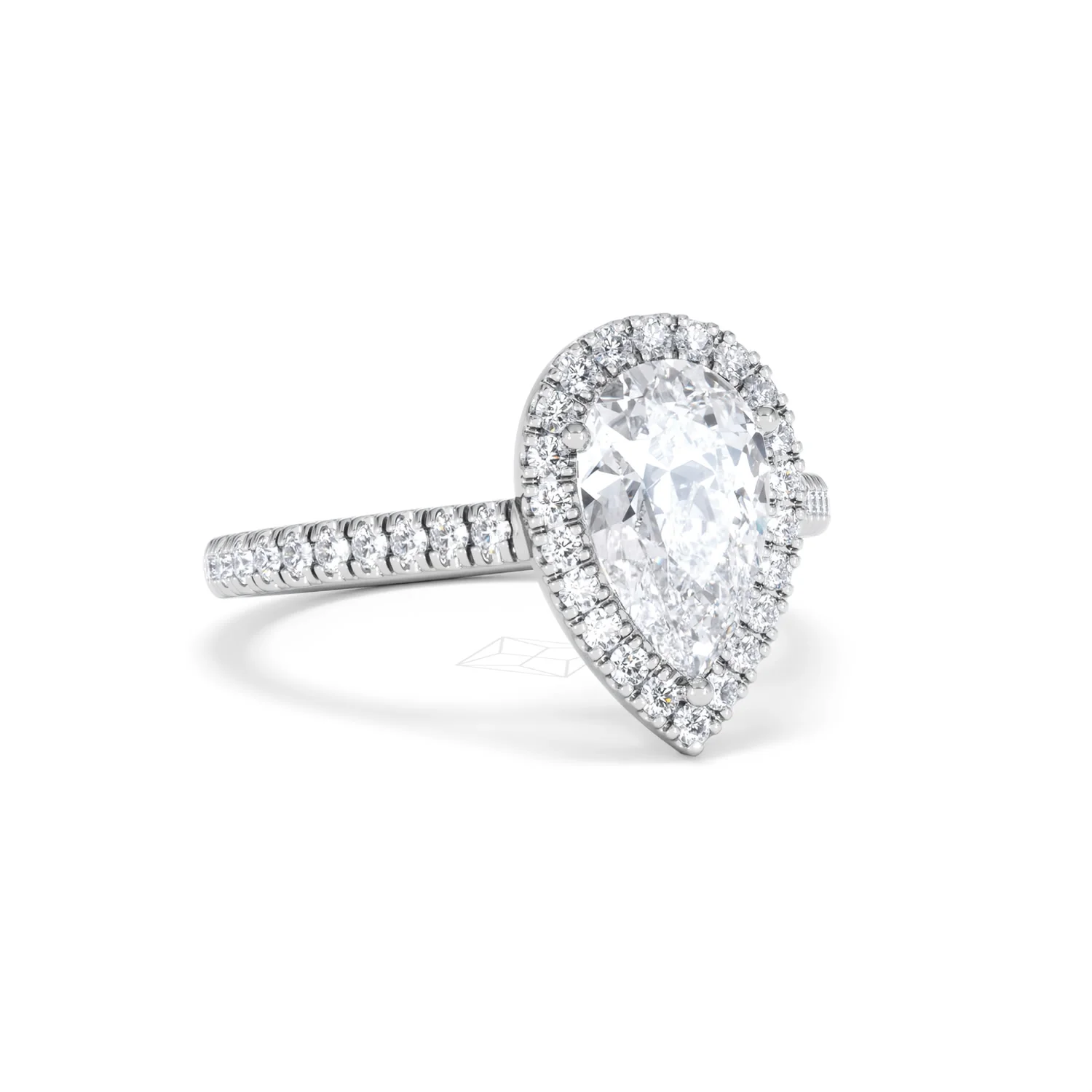 Diana Lab Diamond Pear Halo Engagement Ring 18KW Gold 2.10ct F/VS1 - Image 16