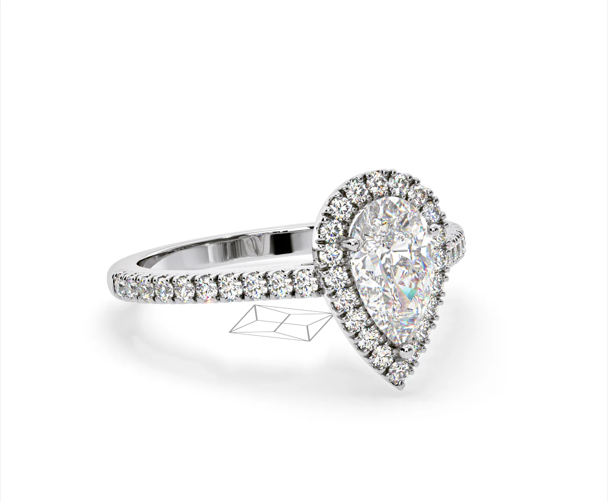 Diana Lab Diamond Pear Halo Engagement Ring 18KW Gold 2.10ct F/VS1 - Image 160