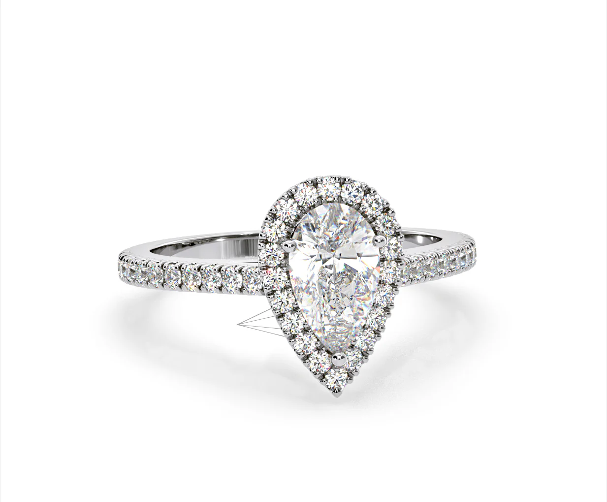 Diana Lab Diamond Pear Halo Engagement Ring 18KW Gold 2.10ct F/VS1 - Image 164
