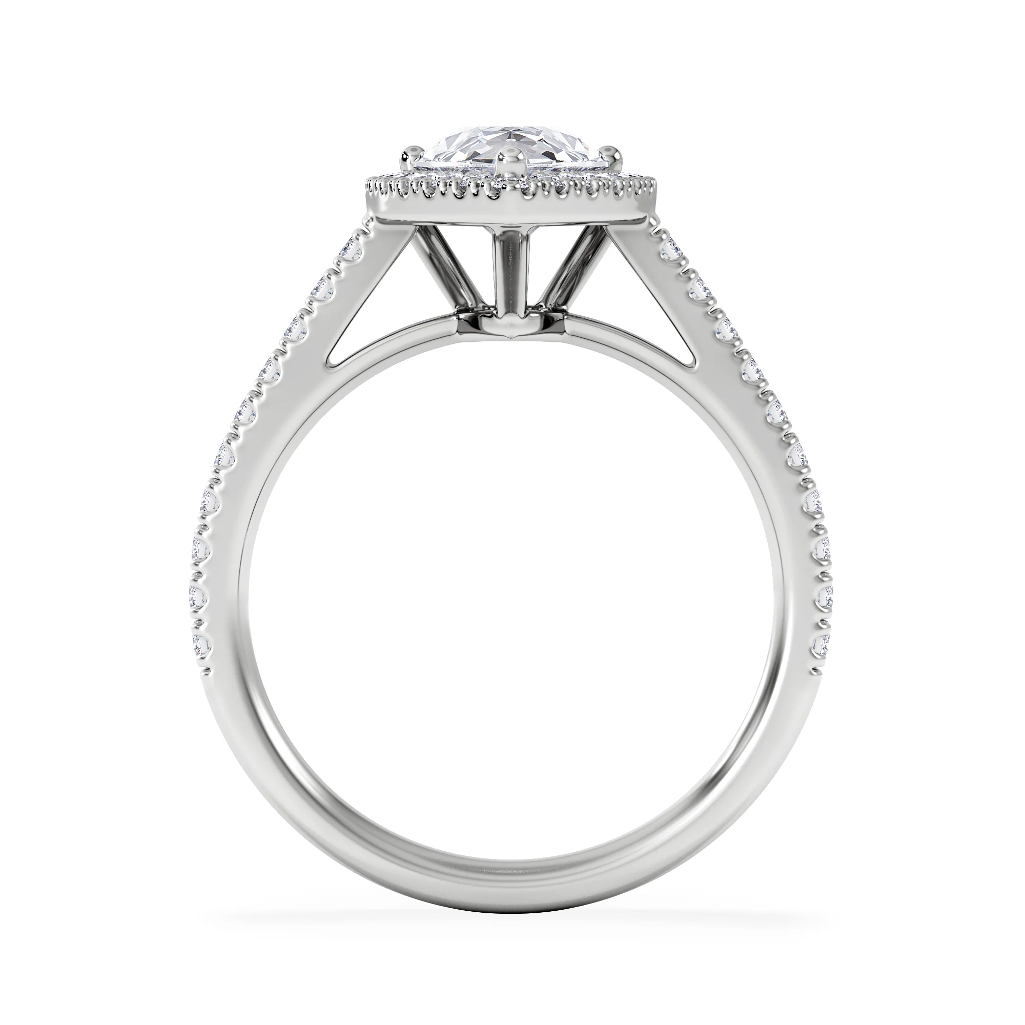 Diana Lab Diamond Pear Halo Engagement Ring 18KW Gold 2.10ct F/VS1 - Image 3