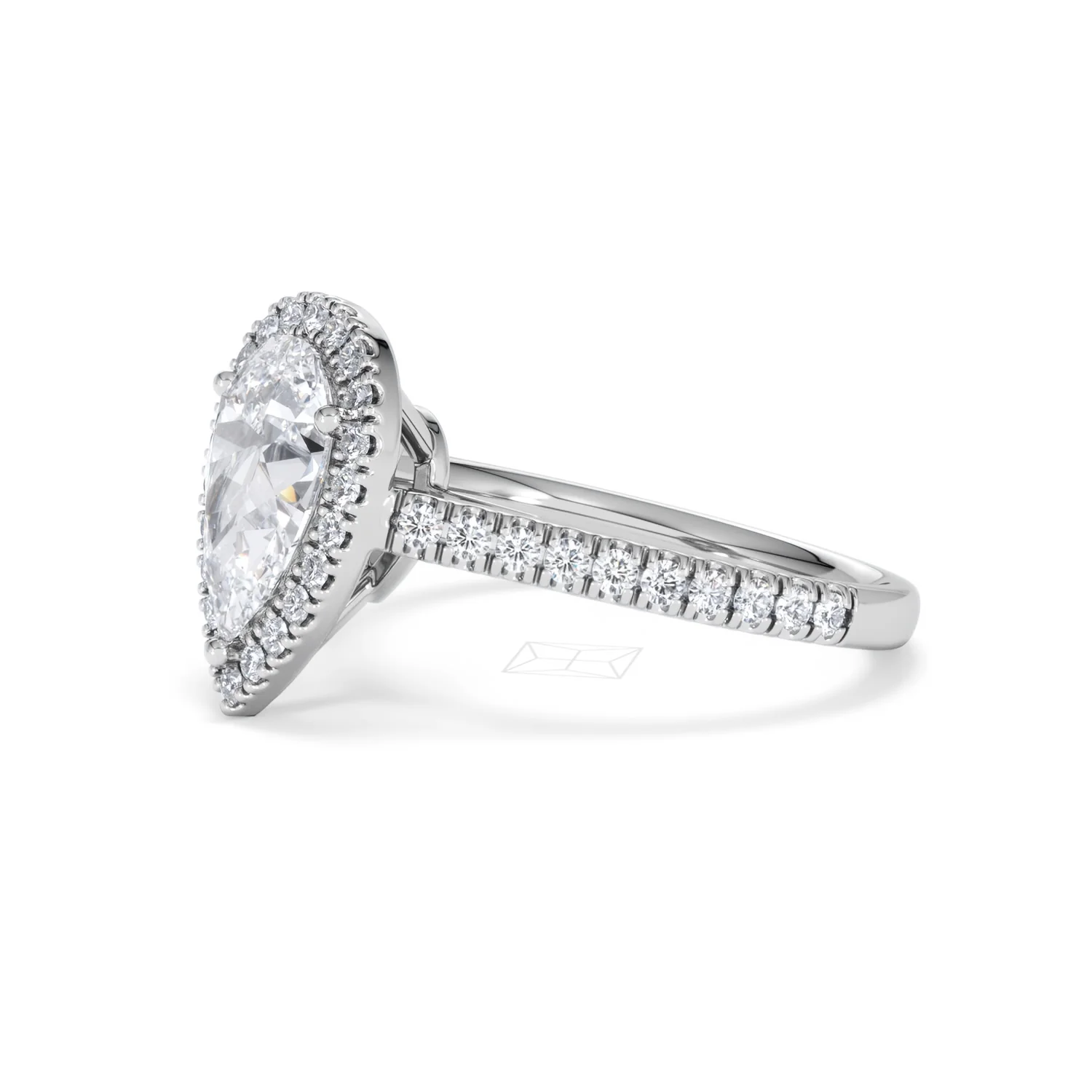 Diana Lab Diamond Pear Halo Engagement Ring 18KW Gold 2.10ct F/VS1 - Image 78