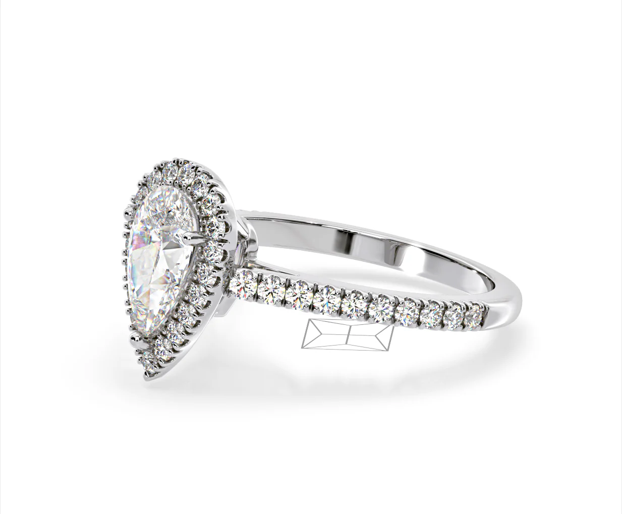 Diana Lab Diamond Pear Halo Engagement Ring 18KW Gold 2.10ct F/VS1 - Image 98