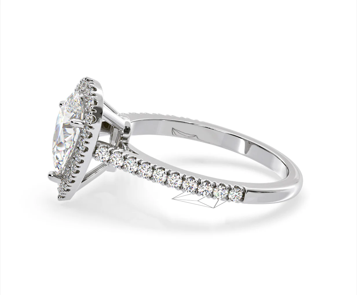 Diana Lab Diamond Pear Halo Engagement Ring 18KW Gold 2.60ct F/VS1 - Image 104