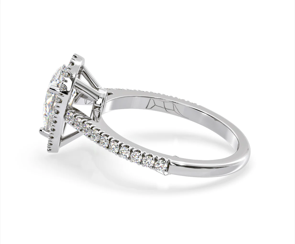 Diana Lab Diamond Pear Halo Engagement Ring 18KW Gold 2.60ct F/VS1 - Image 109