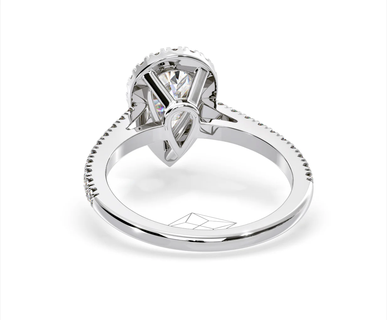 Diana Lab Diamond Pear Halo Engagement Ring 18KW Gold 2.60ct F/VS1 - Image 124