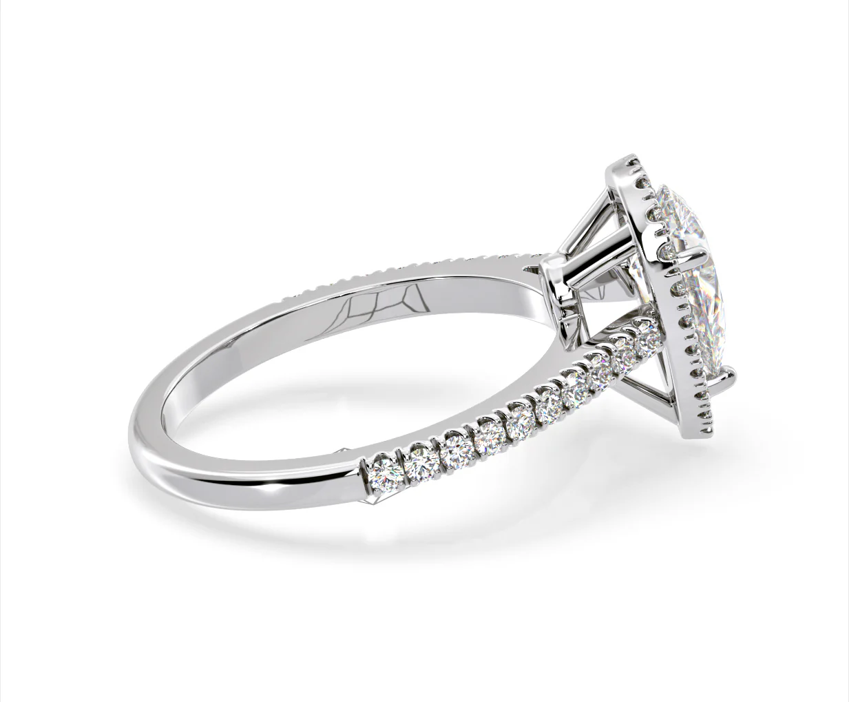 Diana Lab Diamond Pear Halo Engagement Ring 18KW Gold 2.60ct F/VS1 - Image 144
