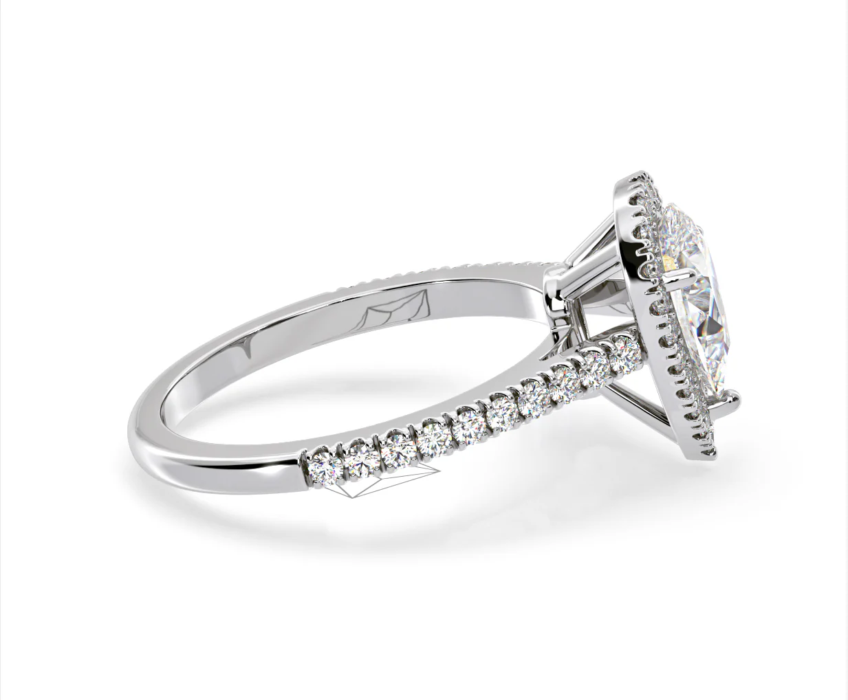 Diana Lab Diamond Pear Halo Engagement Ring 18KW Gold 2.60ct F/VS1 - Image 147