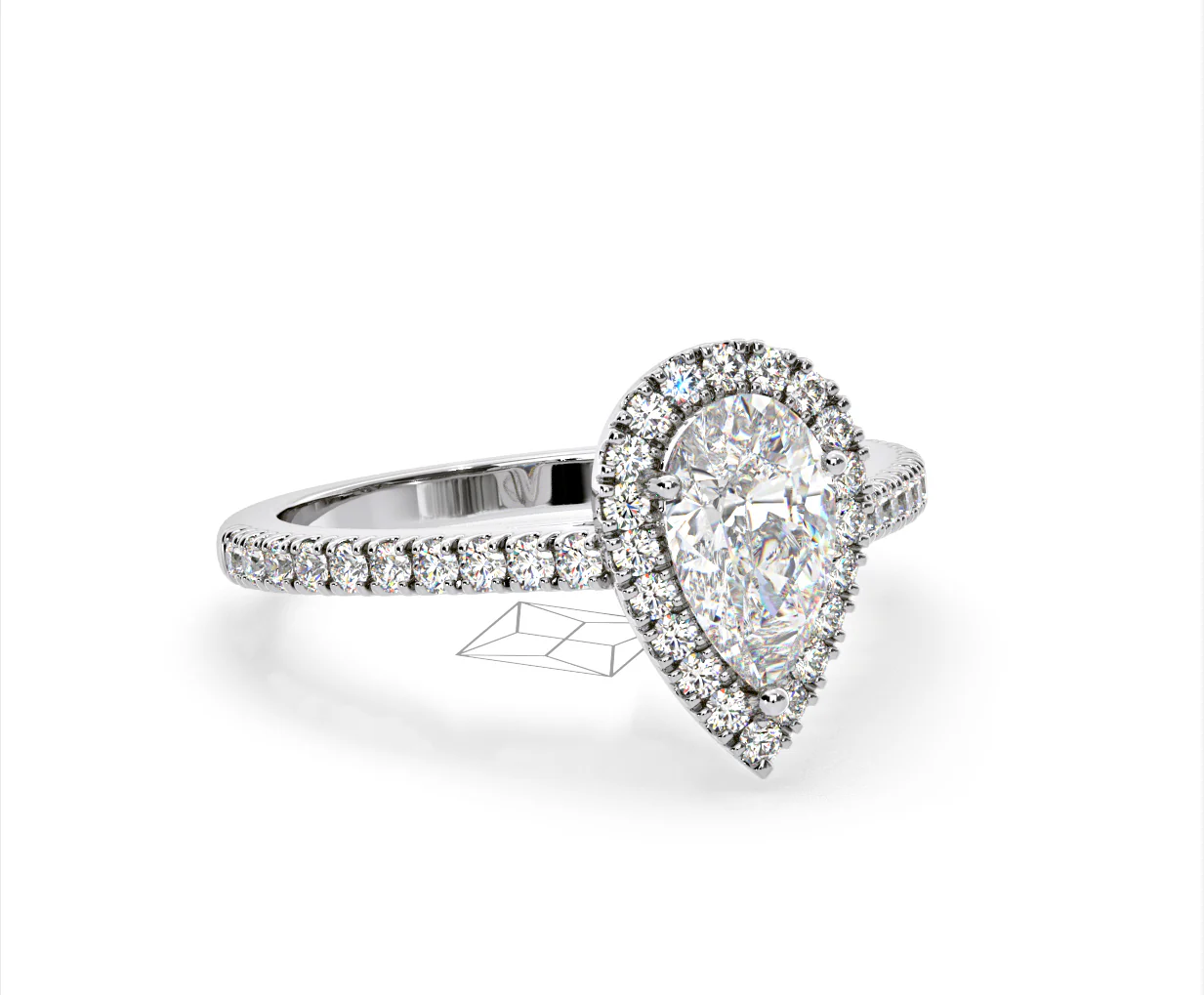 Diana Lab Diamond Pear Halo Engagement Ring 18KW Gold 2.60ct F/VS1 - Image 161
