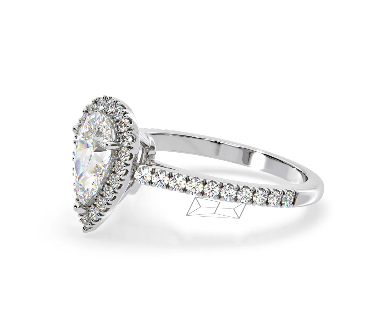 Diana Lab Diamond Pear Halo Engagement Ring 18KW Gold 2.60ct F/VS1 - Image 99