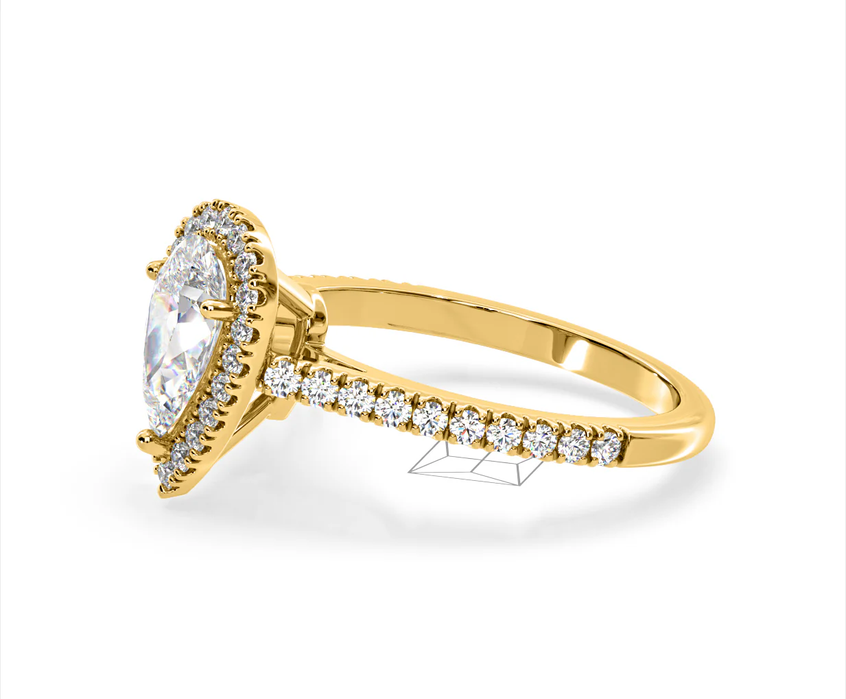 Diana Lab Diamond Pear Halo Engagement Ring in 18K Gold 1.60ct F/VS1 - Image 101