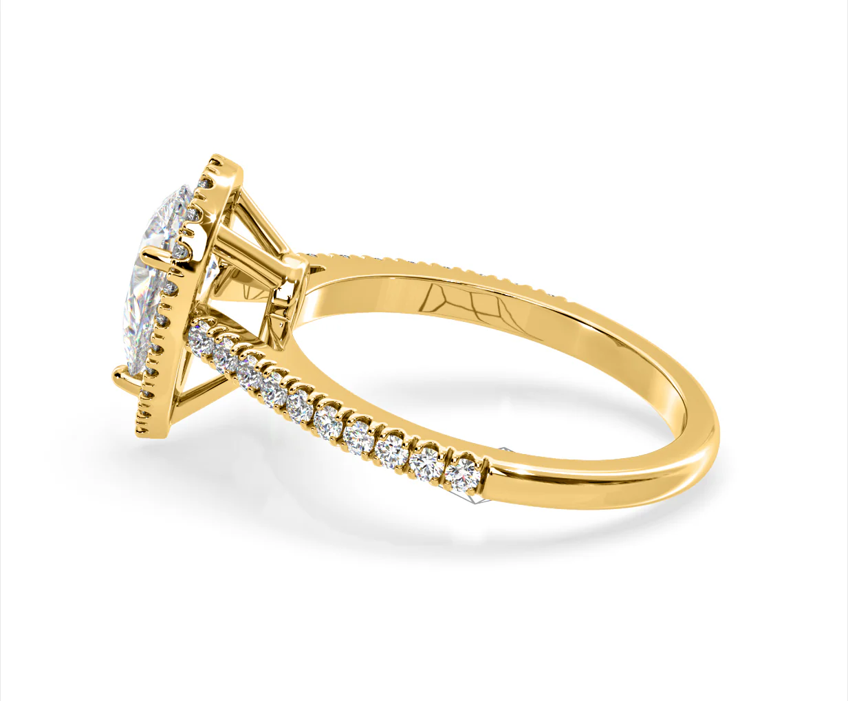Diana Lab Diamond Pear Halo Engagement Ring in 18K Gold 1.60ct F/VS1 - Image 109