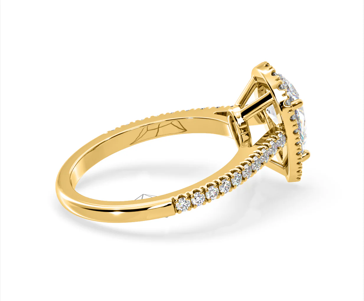 Diana Lab Diamond Pear Halo Engagement Ring in 18K Gold 1.60ct F/VS1 - Image 142