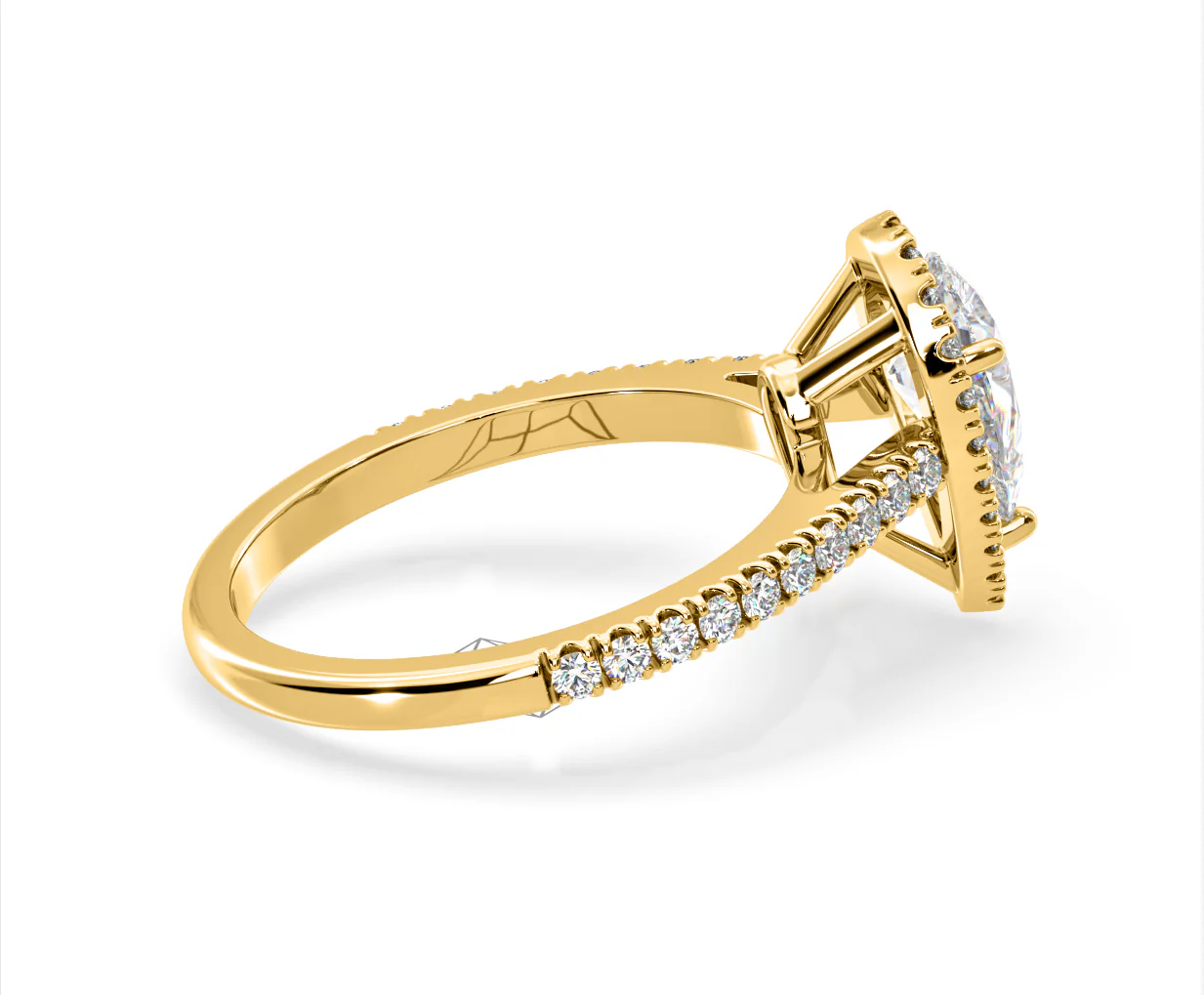 Diana Lab Diamond Pear Halo Engagement Ring in 18K Gold 1.60ct F/VS1 - Image 143