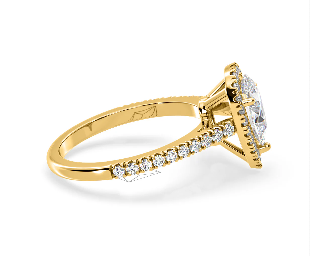 Diana Lab Diamond Pear Halo Engagement Ring in 18K Gold 1.60ct F/VS1 - Image 147