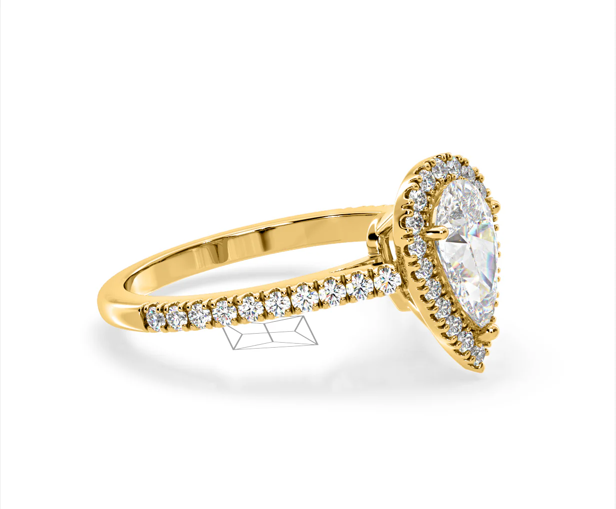 Diana Lab Diamond Pear Halo Engagement Ring in 18K Gold 1.60ct F/VS1 - Image 154