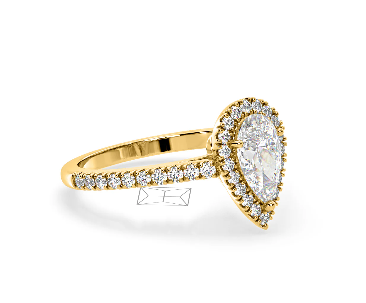Diana Lab Diamond Pear Halo Engagement Ring in 18K Gold 1.60ct F/VS1 - Image 157