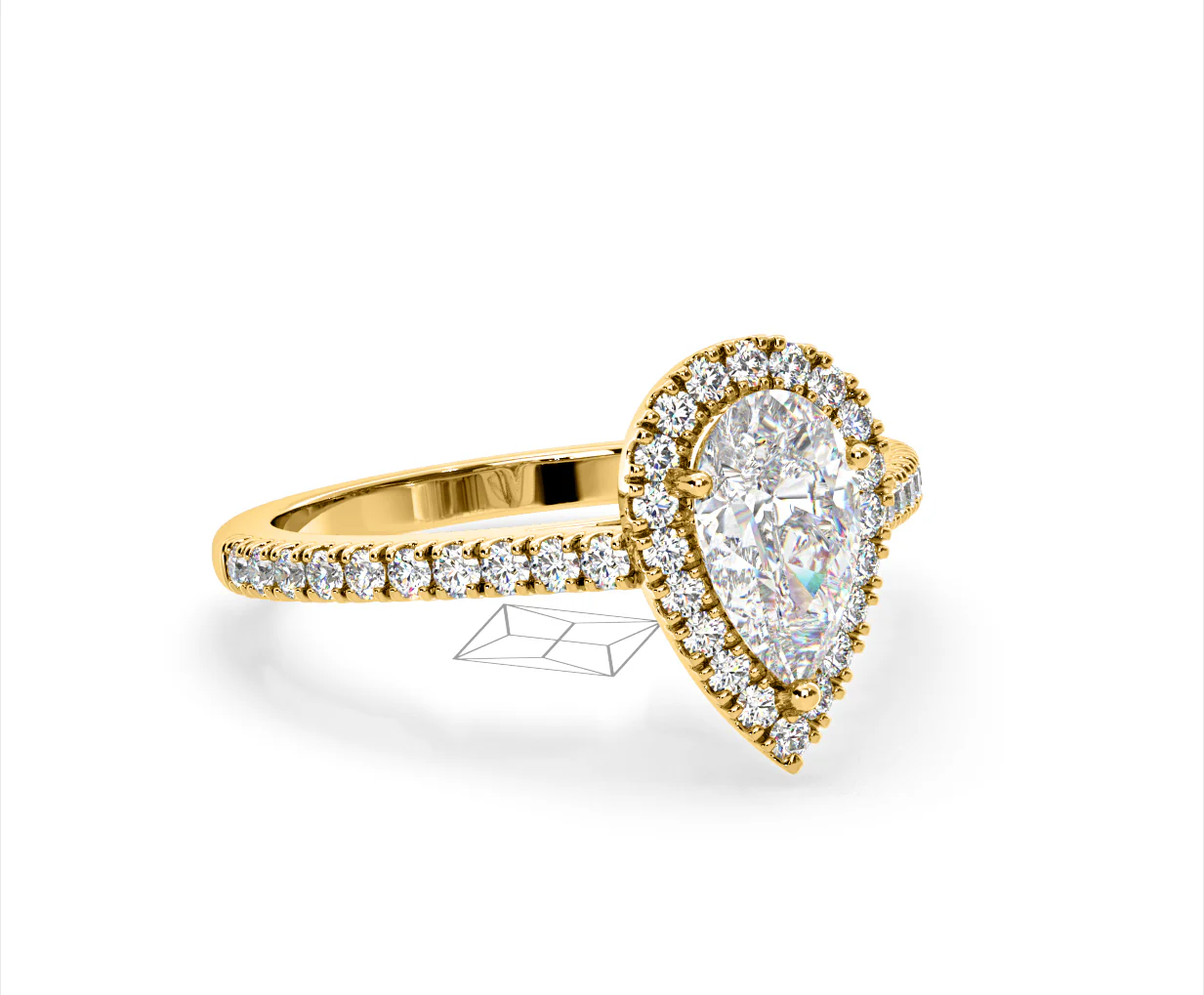 Diana Lab Diamond Pear Halo Engagement Ring in 18K Gold 1.60ct F/VS1 - Image 160