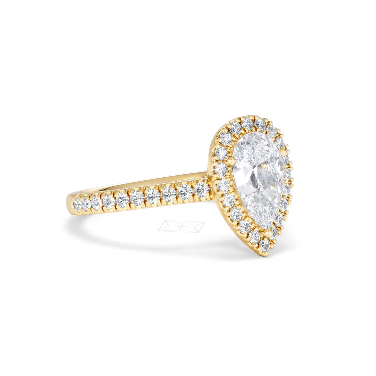 Diana Lab Diamond Pear Halo Engagement Ring in 18K Gold 1.60ct F/VS1 - Image 19