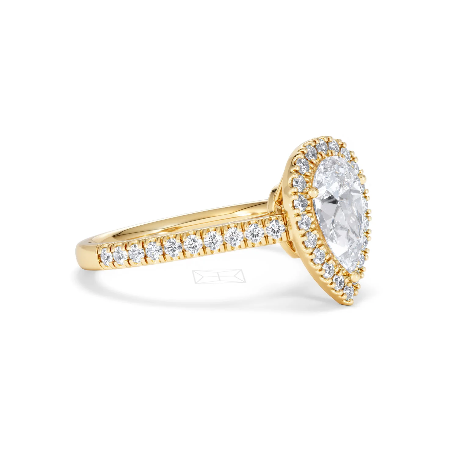 Diana Lab Diamond Pear Halo Engagement Ring in 18K Gold 1.60ct F/VS1 - Image 22