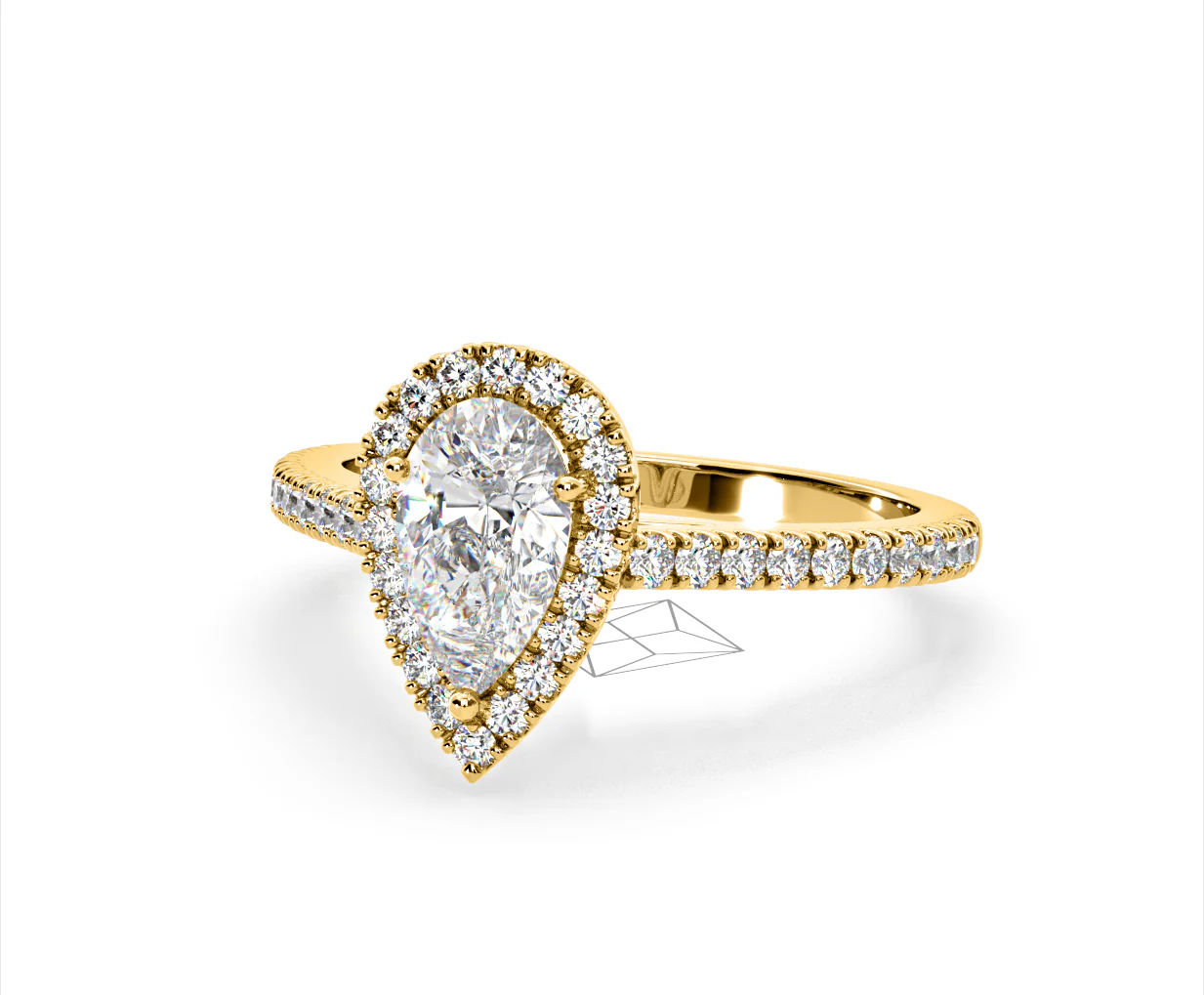 Diana Lab Diamond Pear Halo Engagement Ring in 18K Gold 1.60ct F/VS1 - Image 91