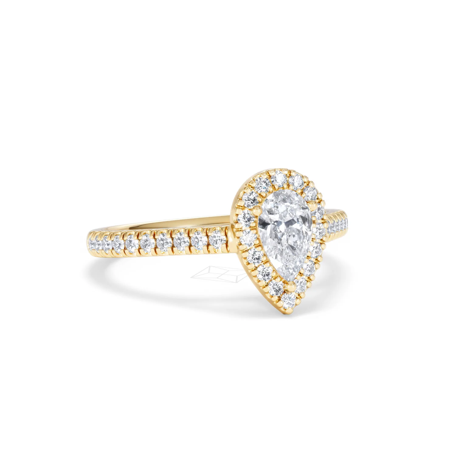 Diana Lab Diamond Pear Halo Engagement Ring in 18K Gold 1ct F/VS1 - Image 13