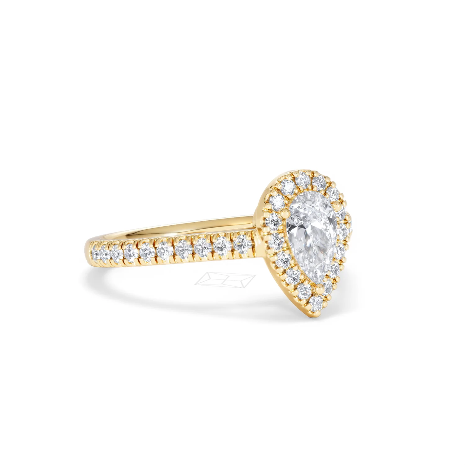 Diana Lab Diamond Pear Halo Engagement Ring in 18K Gold 1ct F/VS1 - Image 15