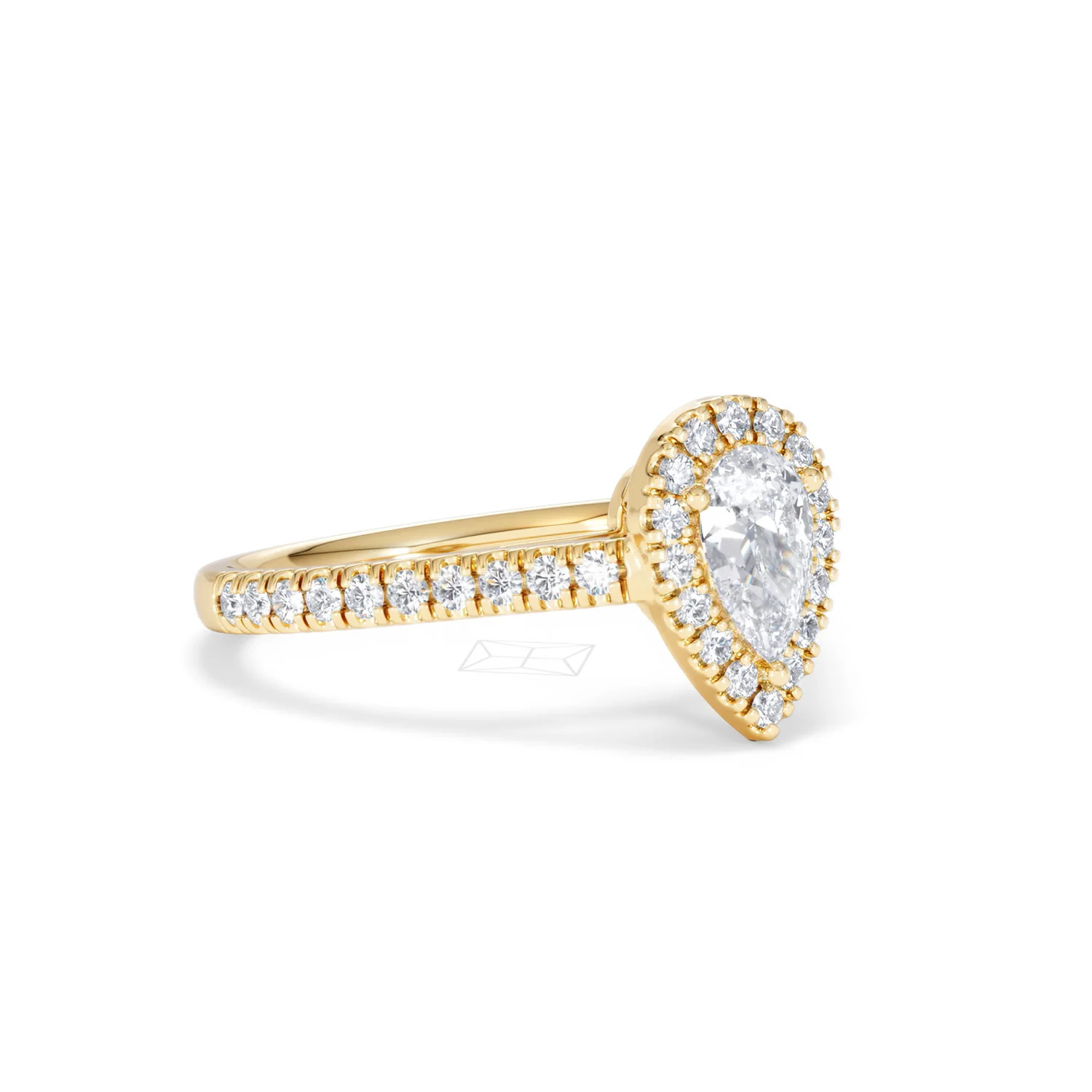 Diana Lab Diamond Pear Halo Engagement Ring in 18K Gold 1ct F/VS1 - Image 16