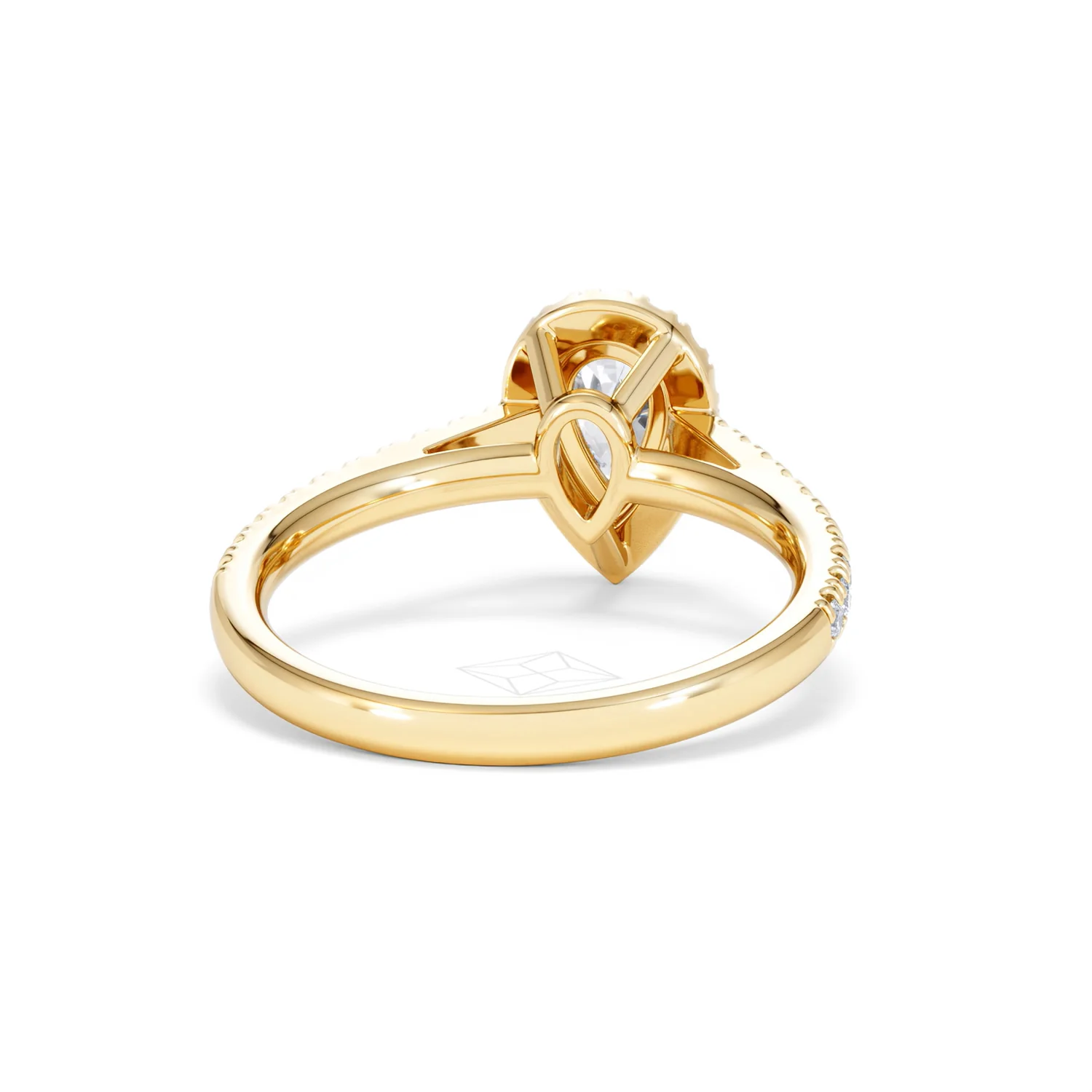 Diana Lab Diamond Pear Halo Engagement Ring in 18K Gold 1ct F/VS1 - Image 45