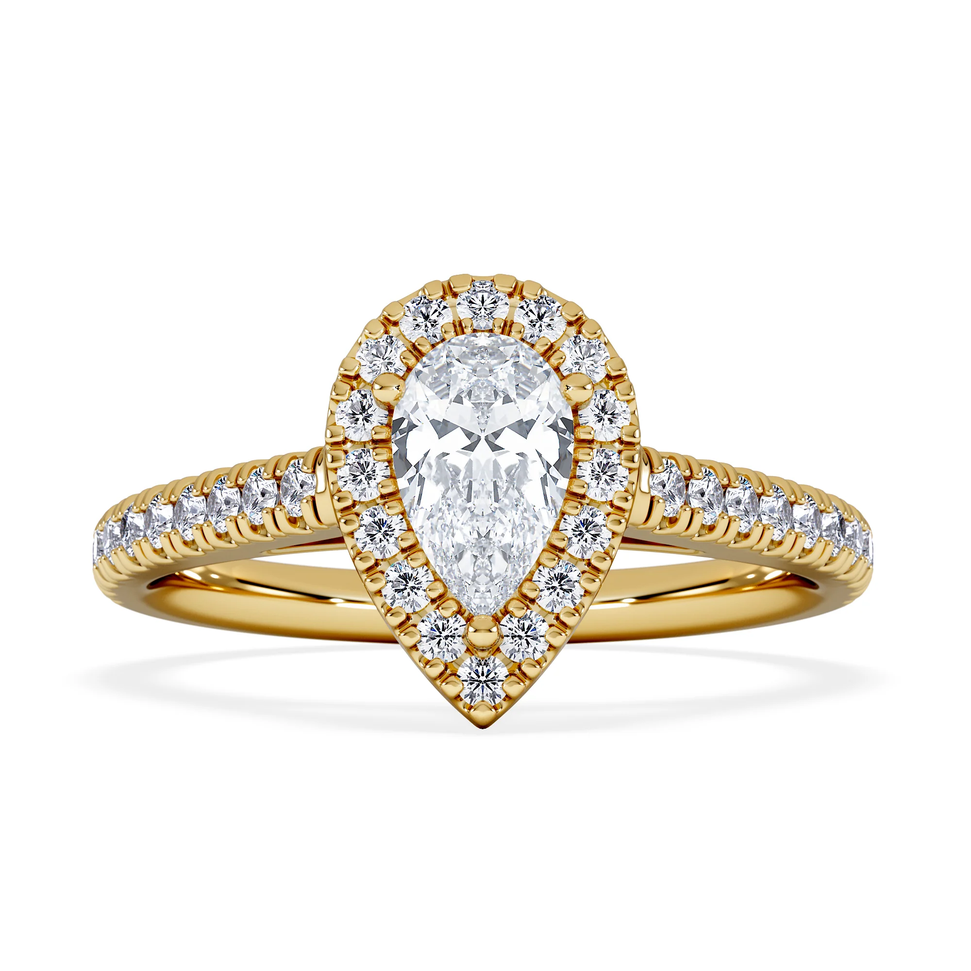 Diana Lab Diamond Pear Halo Engagement Ring in 18K Gold 1ct F/VS1 - Image 6