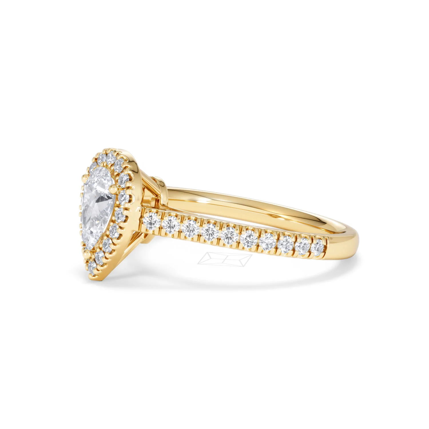 Diana Lab Diamond Pear Halo Engagement Ring in 18K Gold 1ct F/VS1 - Image 75