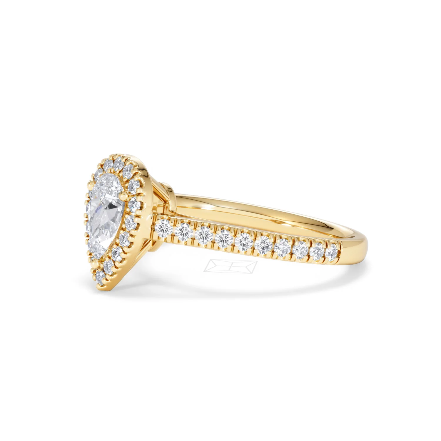 Diana Lab Diamond Pear Halo Engagement Ring in 18K Gold 1ct F/VS1 - Image 76