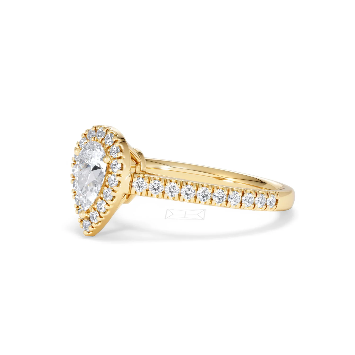 Diana Lab Diamond Pear Halo Engagement Ring in 18K Gold 1ct F/VS1 - Image 77