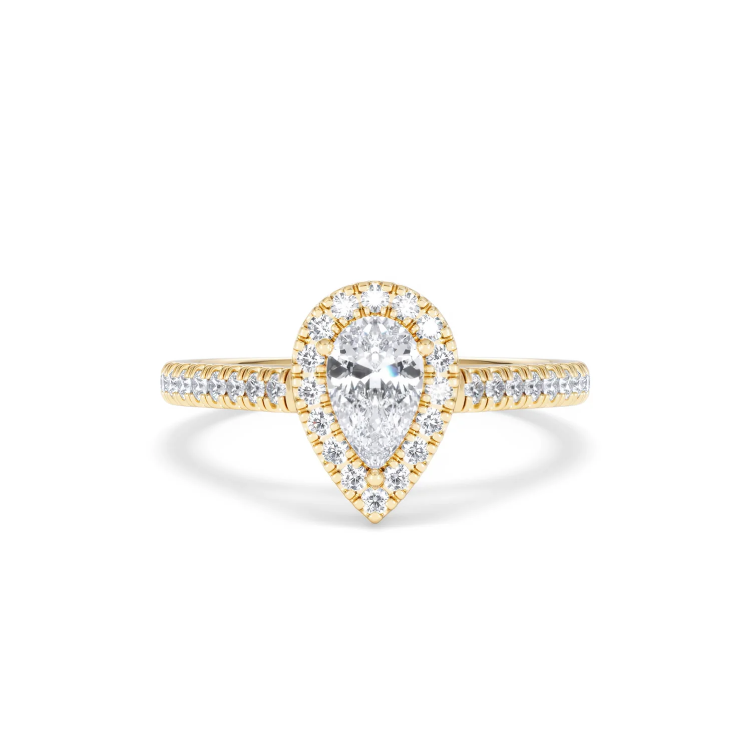 Diana Lab Diamond Pear Halo Engagement Ring in 18K Gold 1ct F/VS1 - Image 8