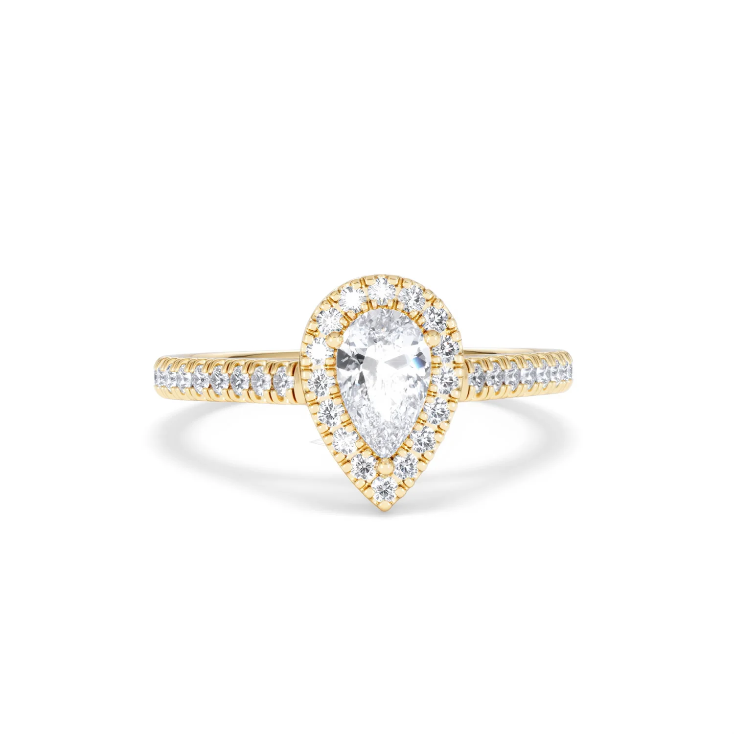 Diana Lab Diamond Pear Halo Engagement Ring in 18K Gold 1ct F/VS1 - Image 9