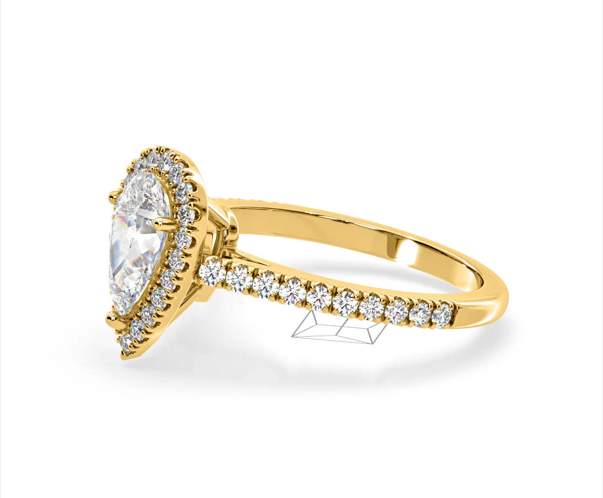 Diana Lab Diamond Pear Halo Engagement Ring in 18K Gold 2.10ct F/VS1 - Image 100