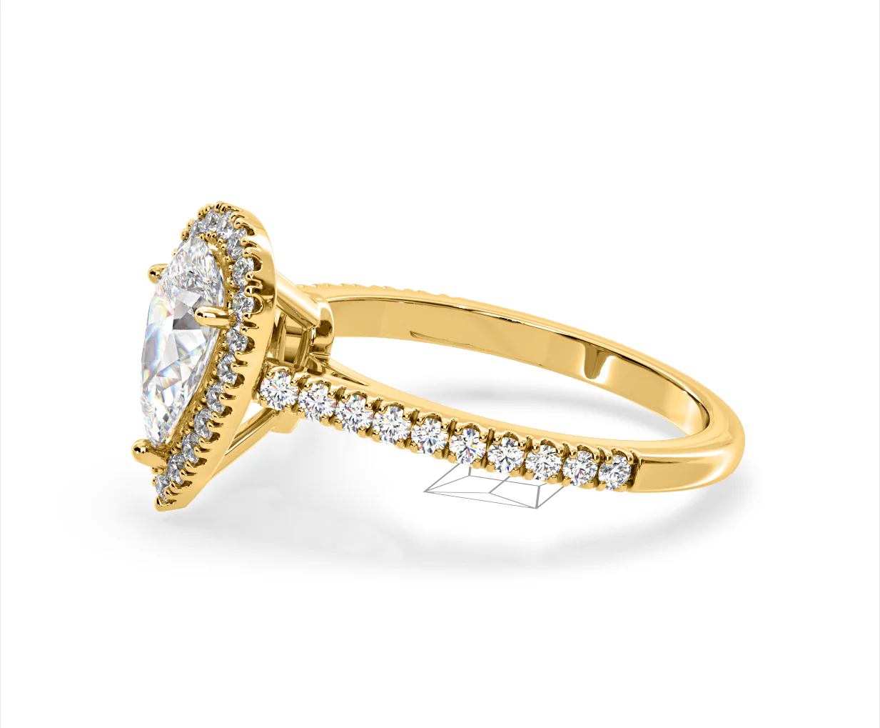 Diana Lab Diamond Pear Halo Engagement Ring in 18K Gold 2.10ct F/VS1 - Image 102