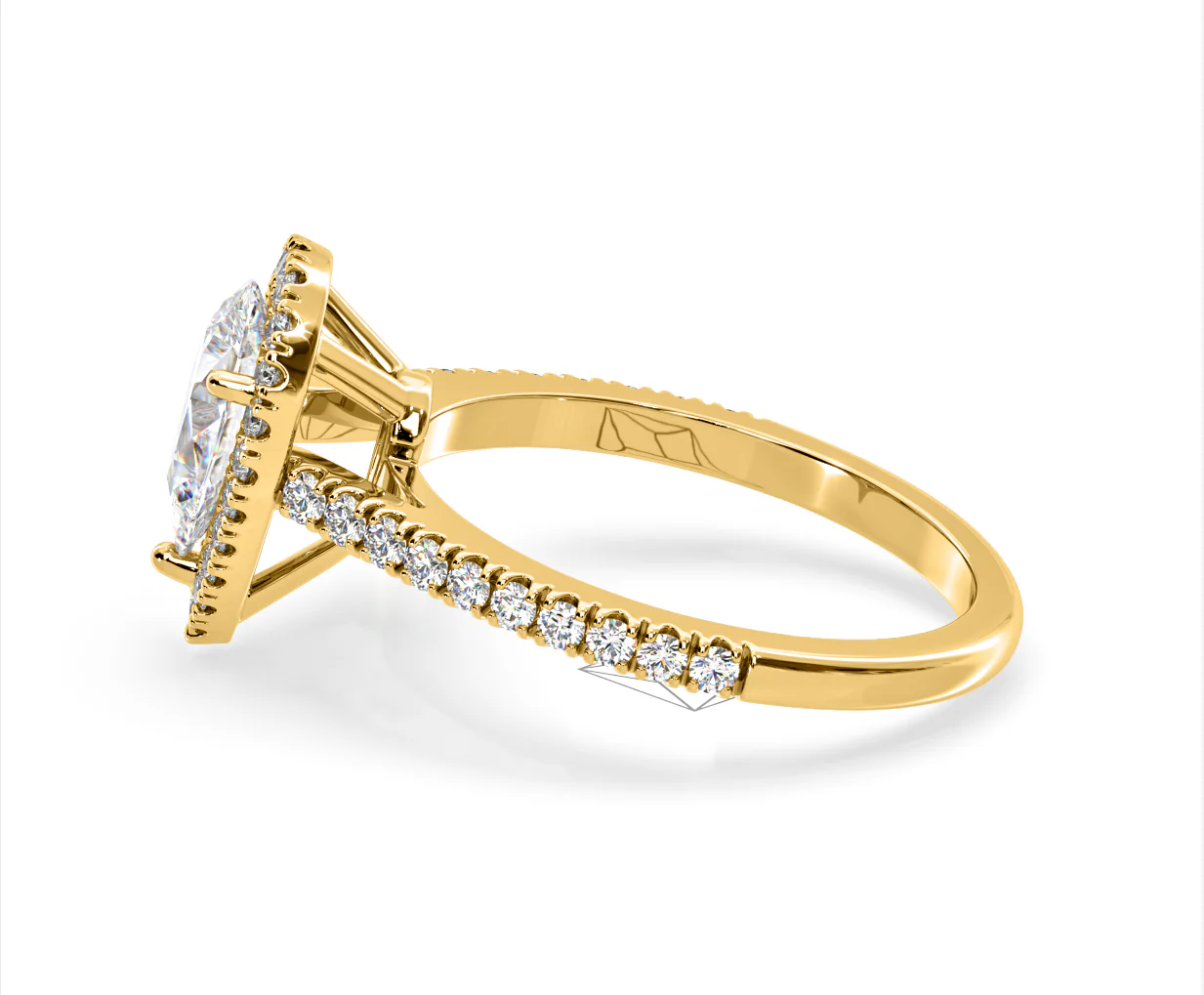 Diana Lab Diamond Pear Halo Engagement Ring in 18K Gold 2.10ct F/VS1 - Image 107
